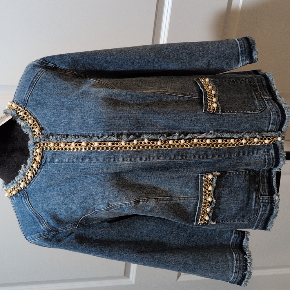 NWT Chicos Embellished Denim Jacket